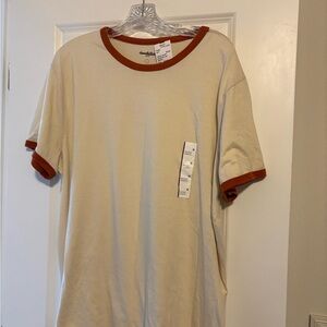 Goodfellow & Co Cream Ringer T-Shirt with Rust Trim